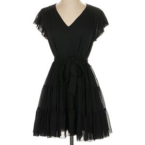 Aritzia Black Mini Dress with Ruffle Sleeves